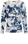 Granite Grey and Blue Paisley Print Edda Top