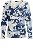 Granite Grey and Blue Paisley Print Edda Top