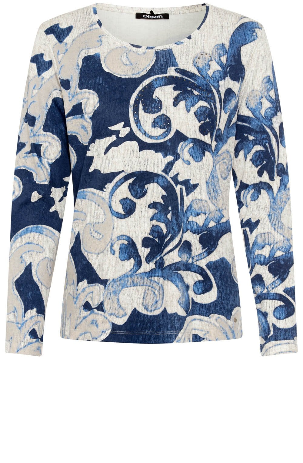 Granite Grey and Blue Paisley Print Edda Top