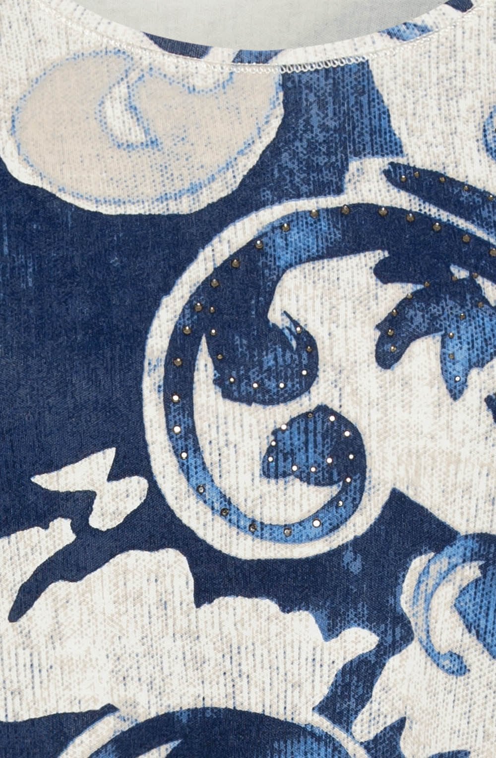 Granite Grey and Blue Paisley Print Edda Top
