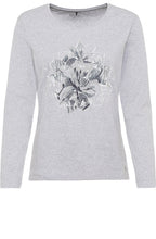 Granite Grey Floral and Diamante Top