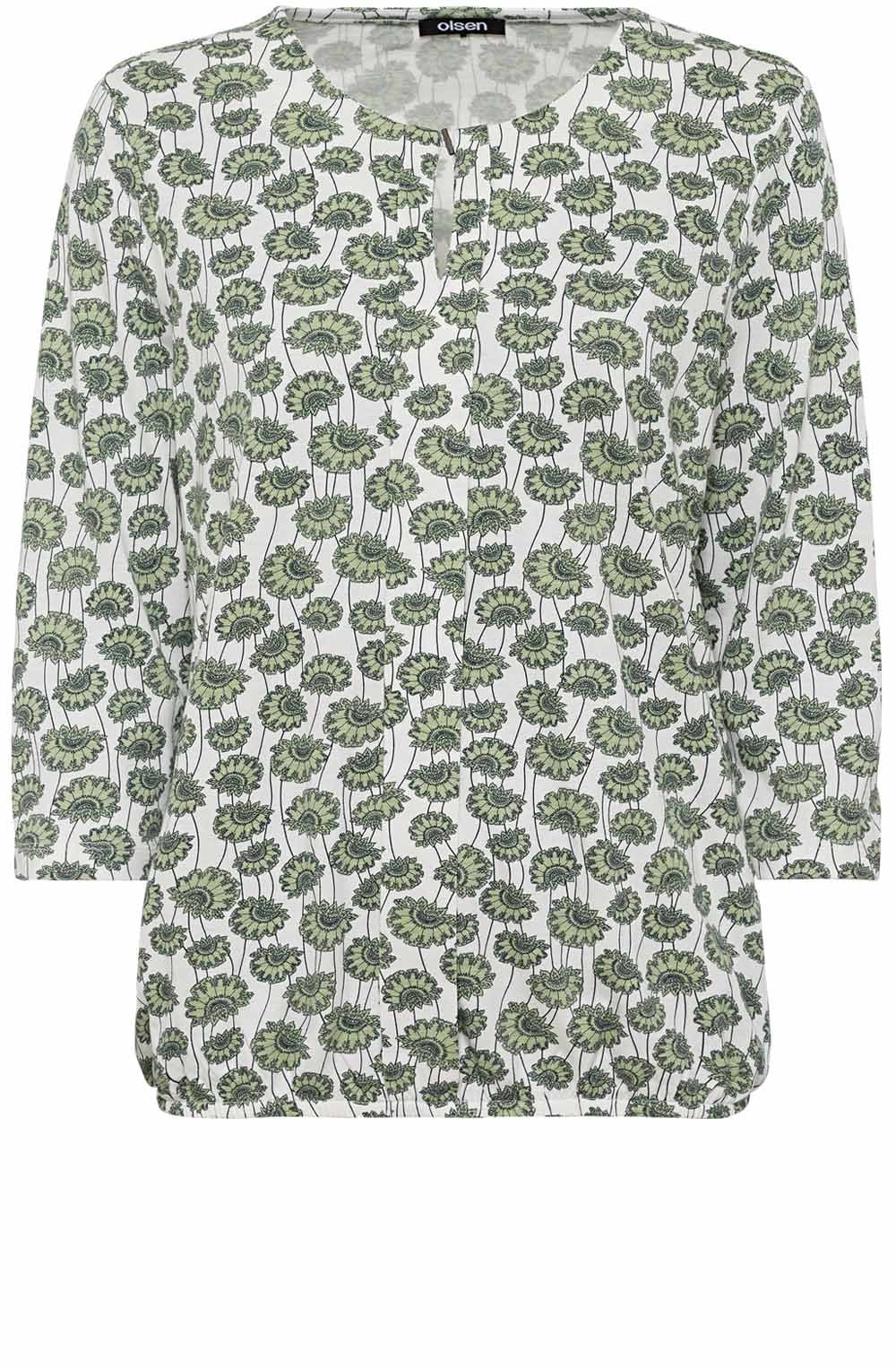 Green Floral Print Top