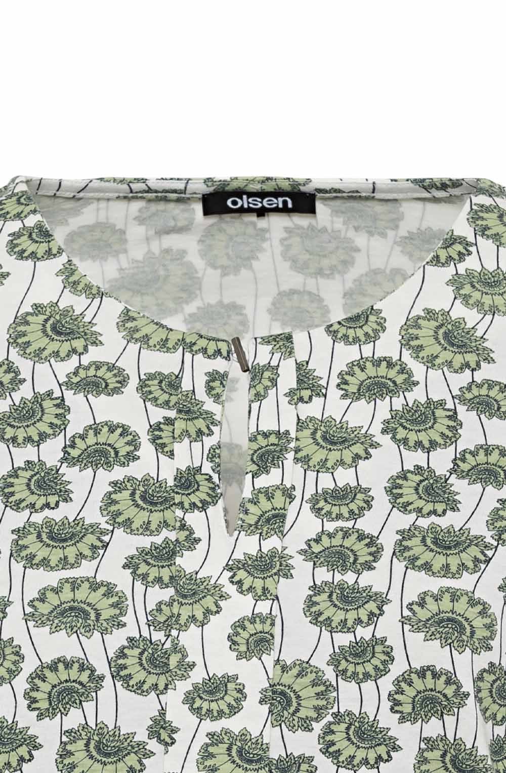Green Floral Print Top