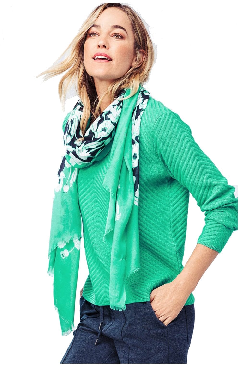 Green Floral Scarf