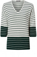 Green & Off White Striped Jumper