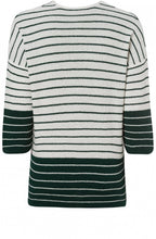 Green & Off White Striped Jumper