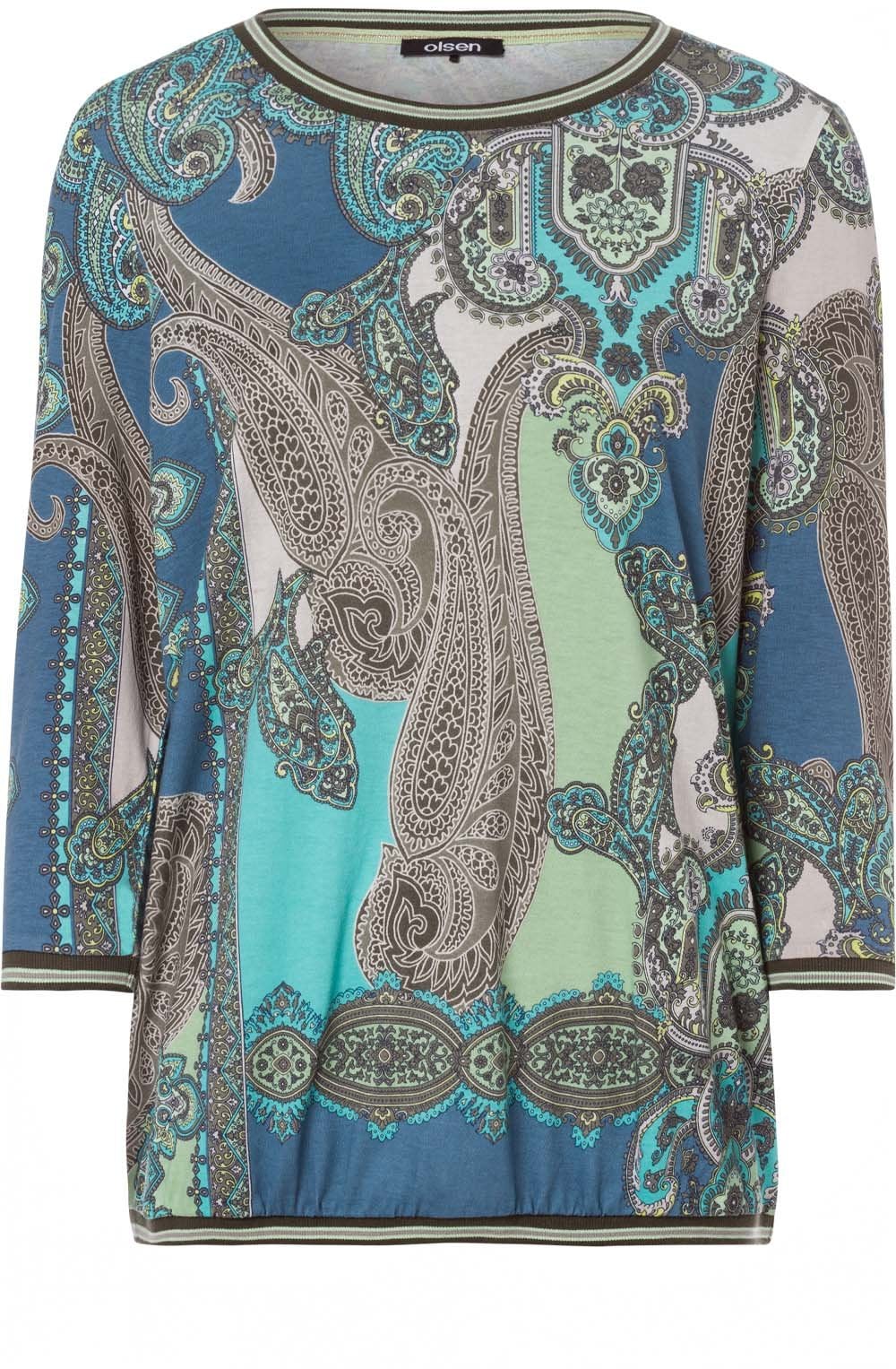 Green Paisley Print Top