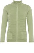 Green Ribbed Front Cardigan