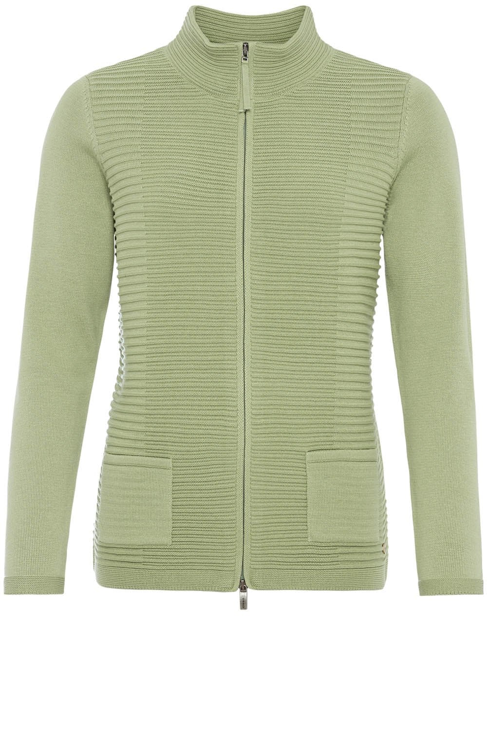 Green Ribbed Front Cardigan