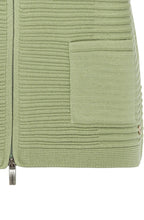 Green Ribbed Front Cardigan