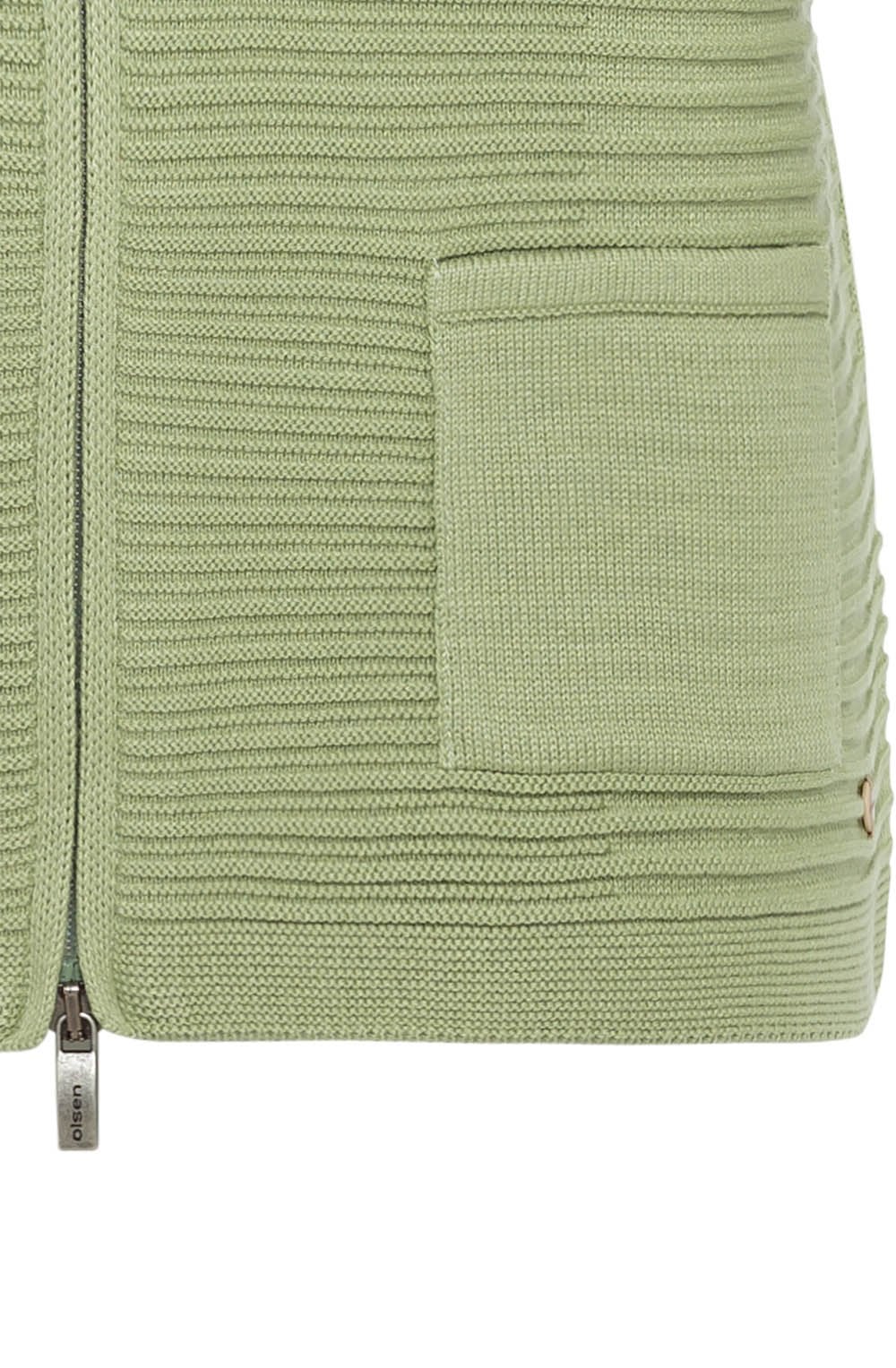 Green Ribbed Front Cardigan