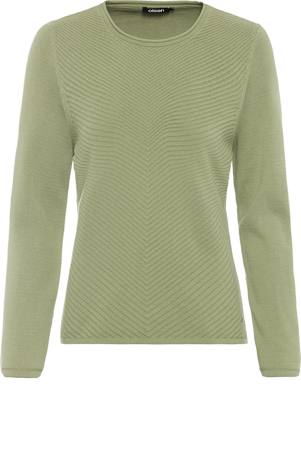 Green Ribbed Front Jumper