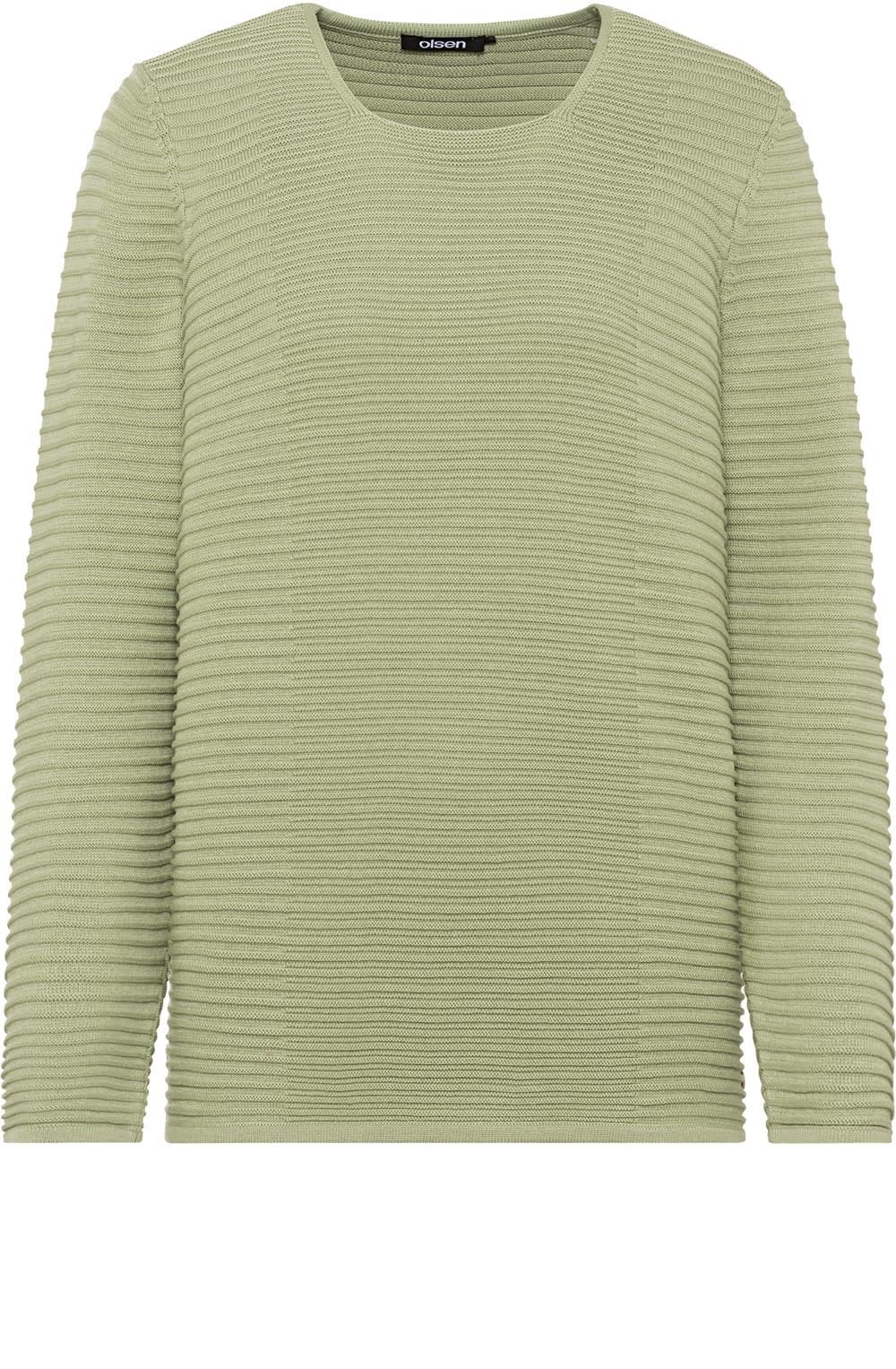 Green Ribbed Knit Jumper