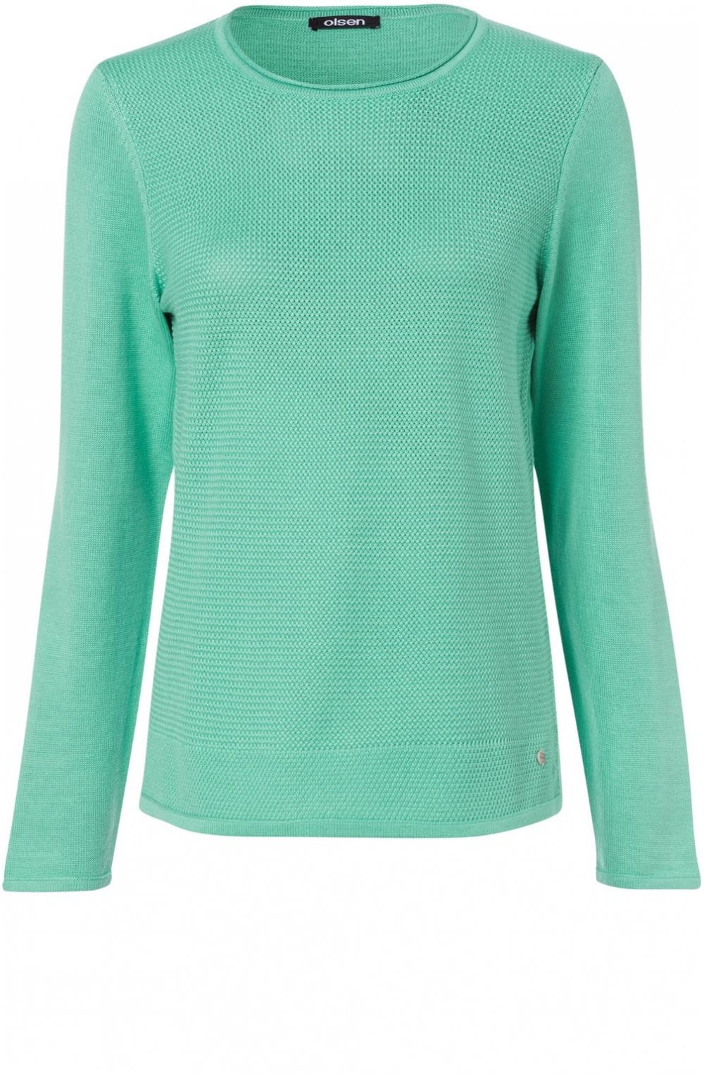 Green Textured Knit Jumper
