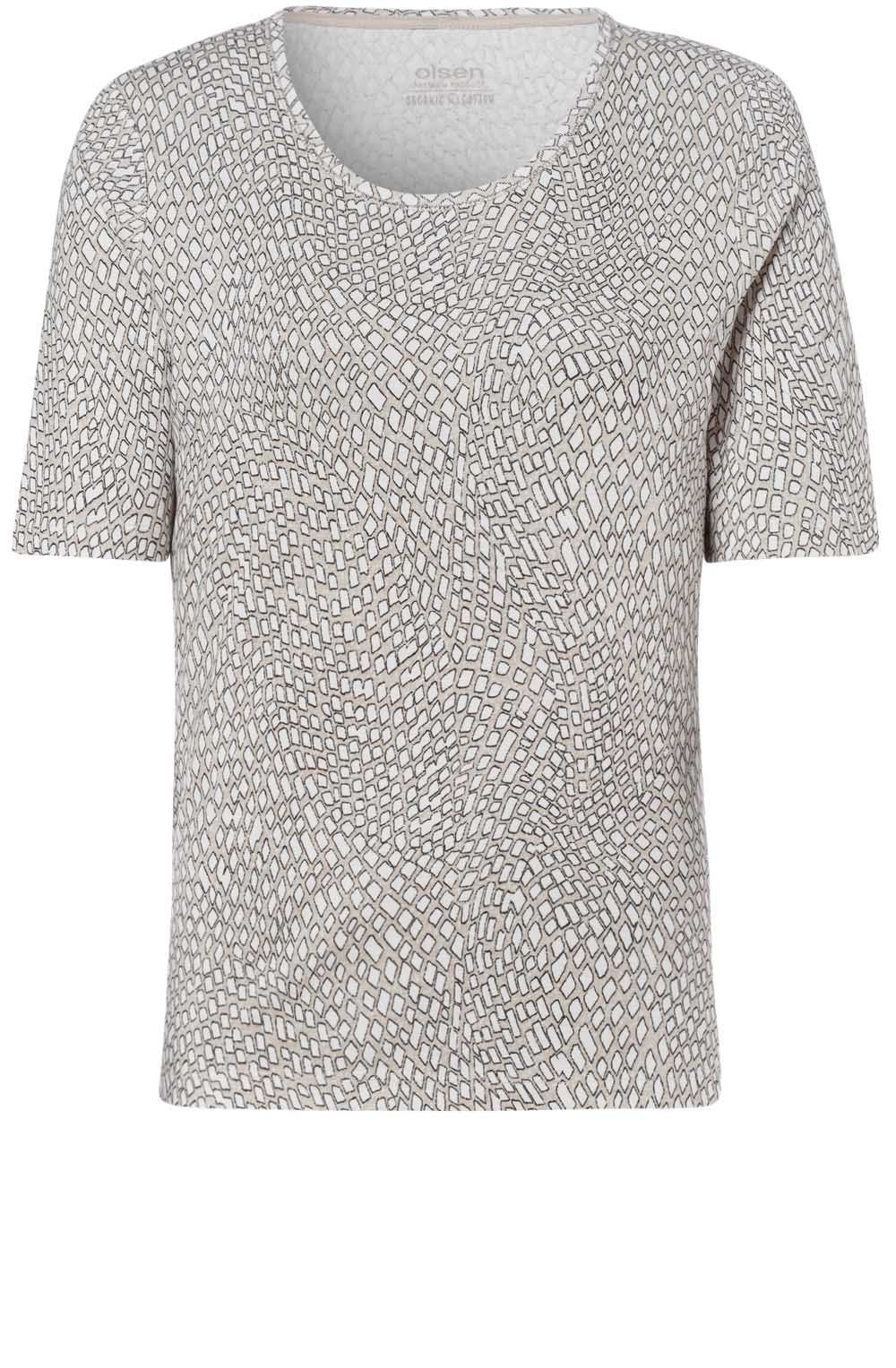 Grey Abstract Square Print T Shirt