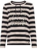 Grey and Cream Animal Print and Stripes Sweatshirt