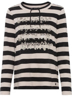 Grey and Cream Animal Print and Stripes Sweatshirt