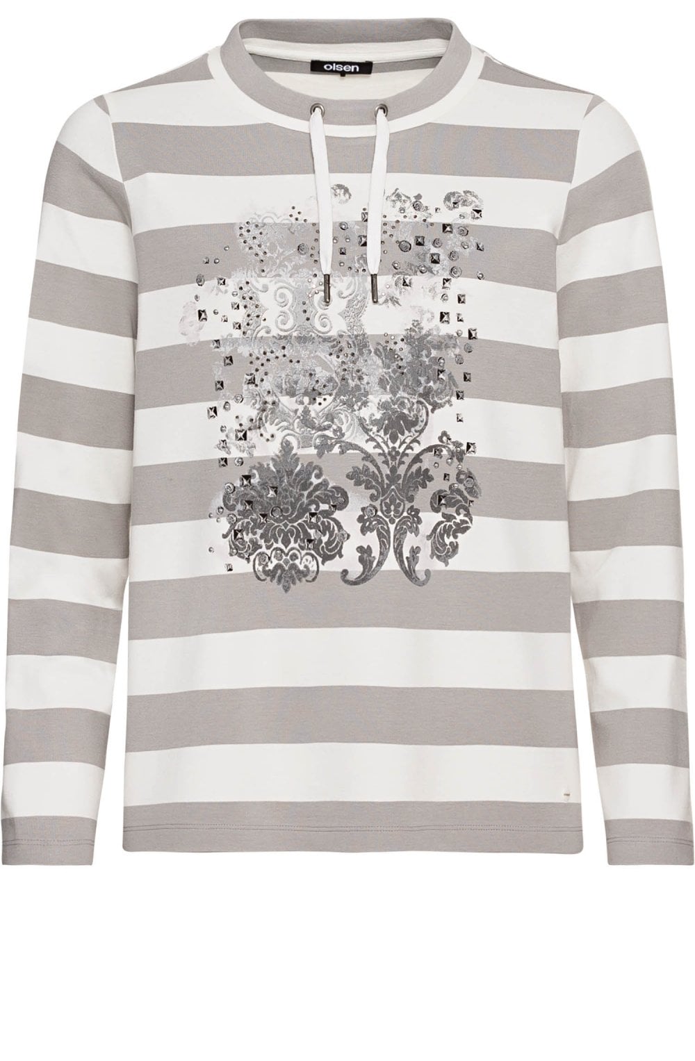 Grey Bold Pattern Striped Jumper