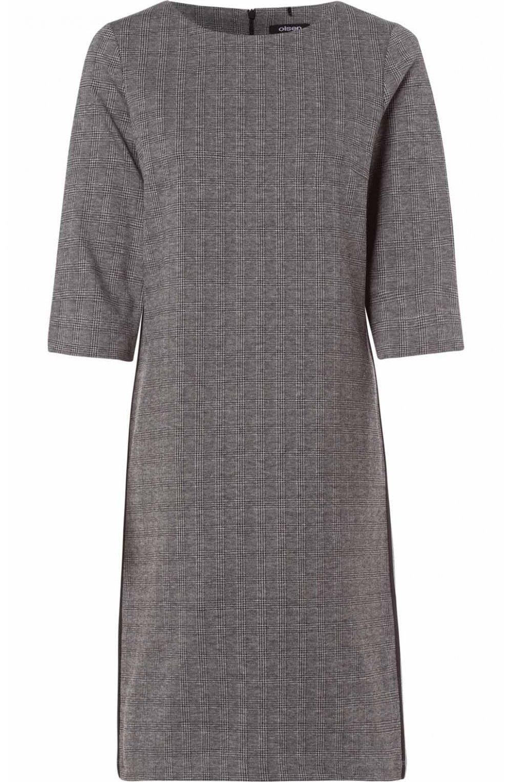 Grey Check Fitted Dress