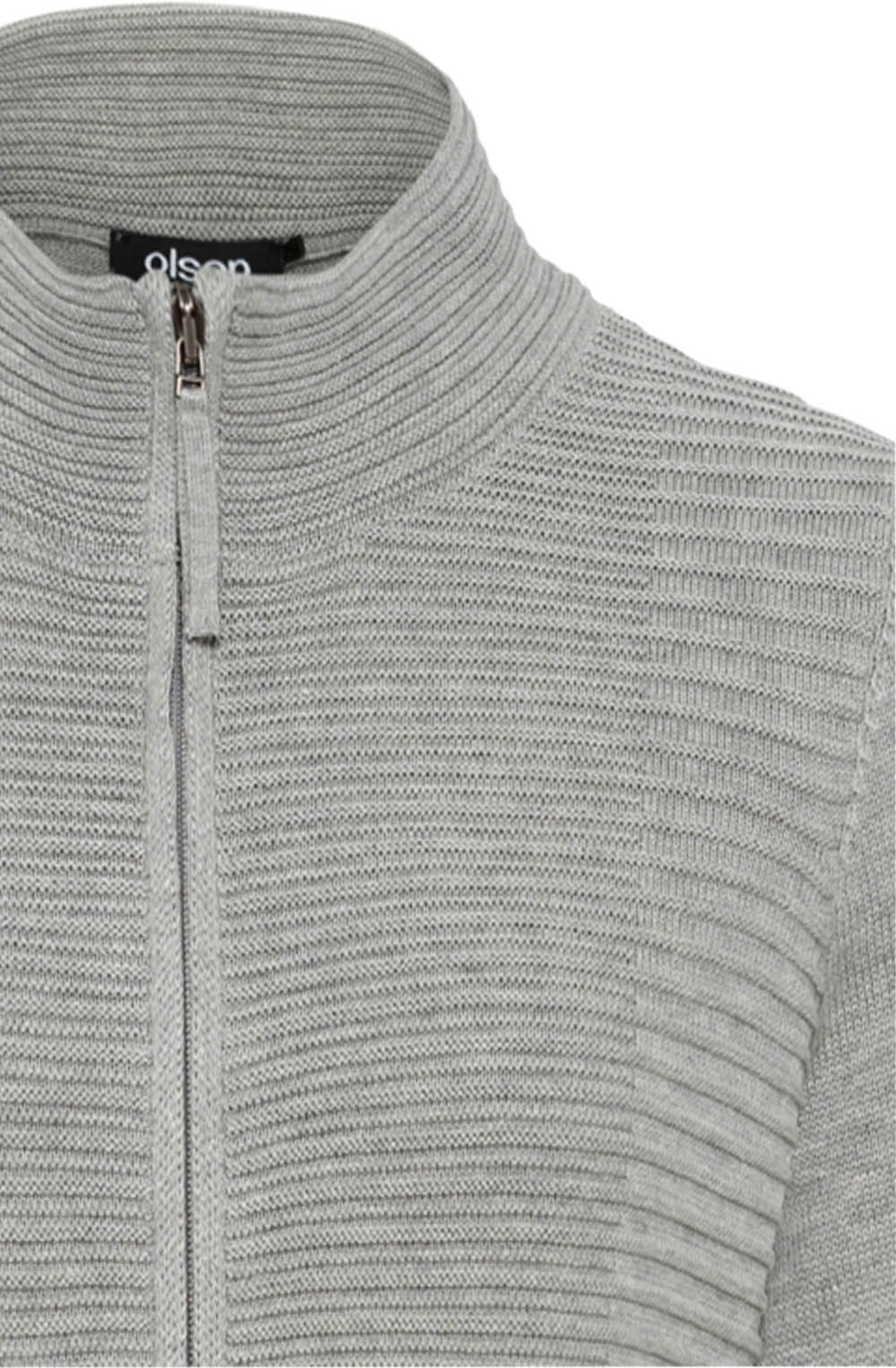 Grey Knit Zip Up Cardigan