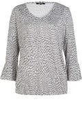 Grey & Off White Patterned Top