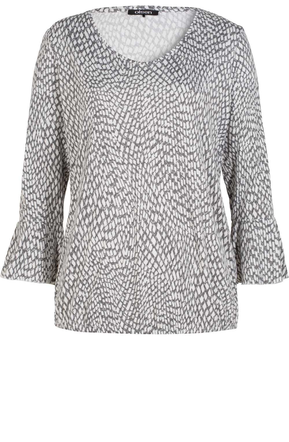 Grey & Off White Patterned Top