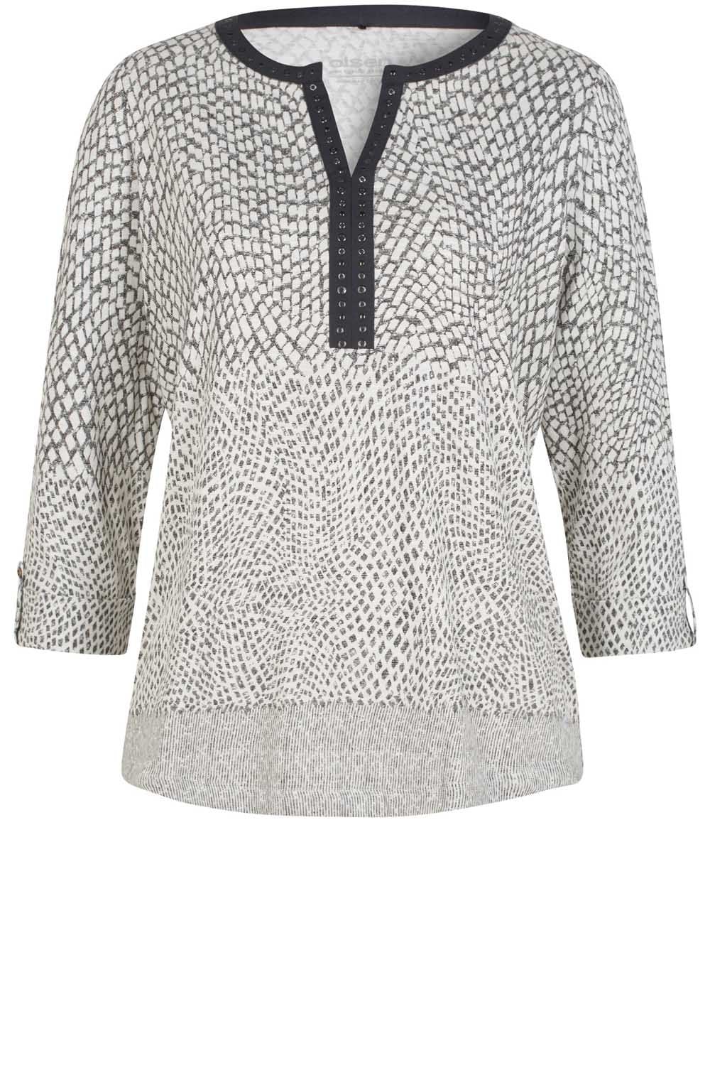 Grey & Off White Patterned Top