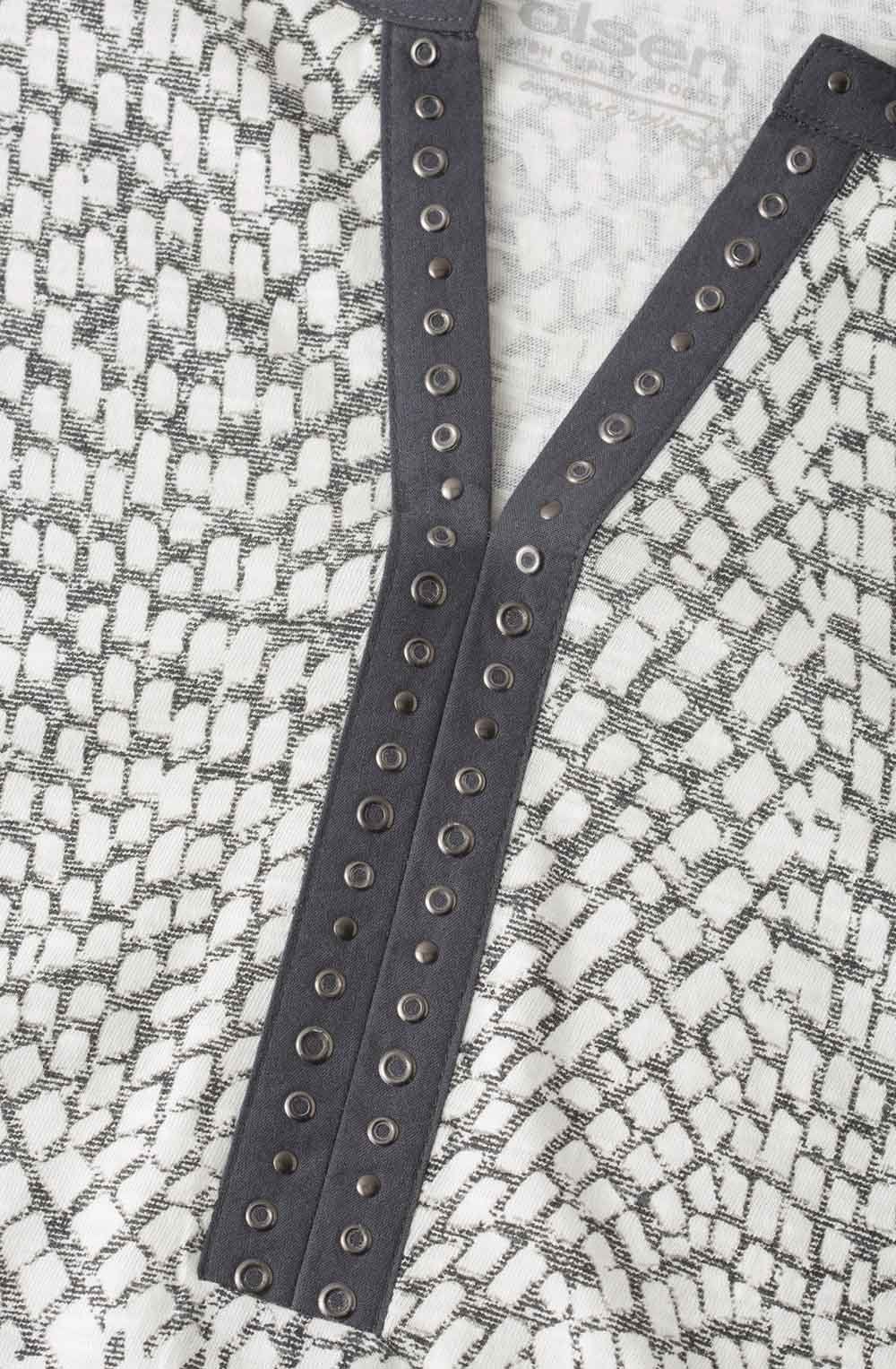 Grey & Off White Patterned Top