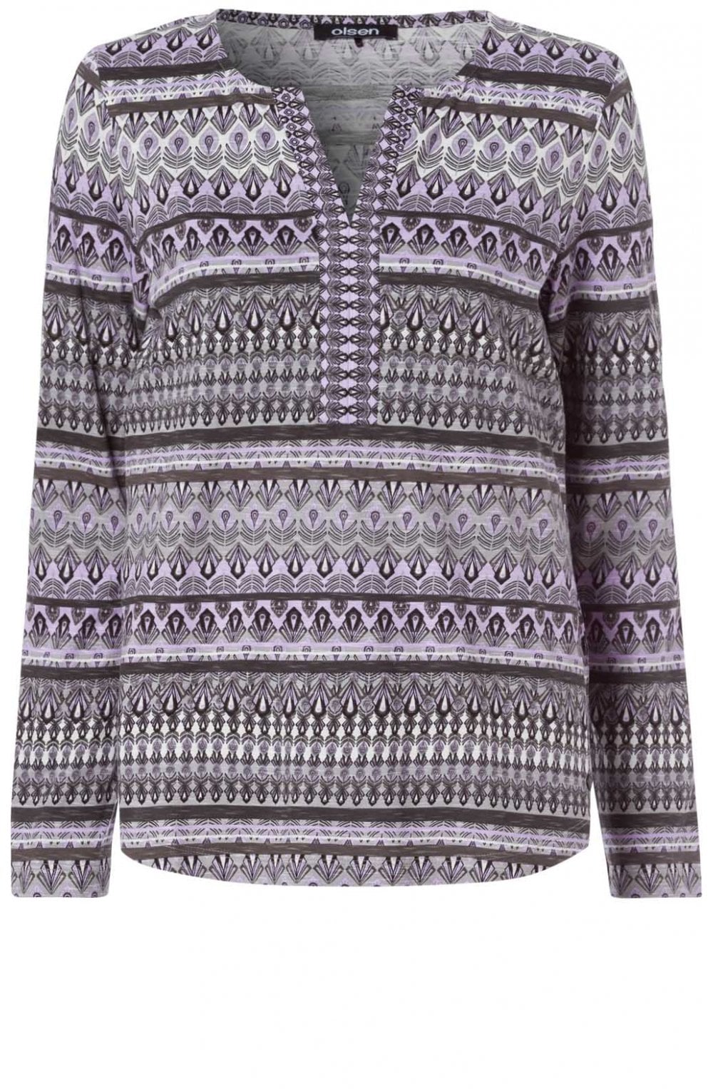 Grey Patterned Jersey Top