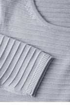 Grey Ribbed Knit Sweater