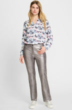 Grey Stone Metallic Mona Straight Trousers