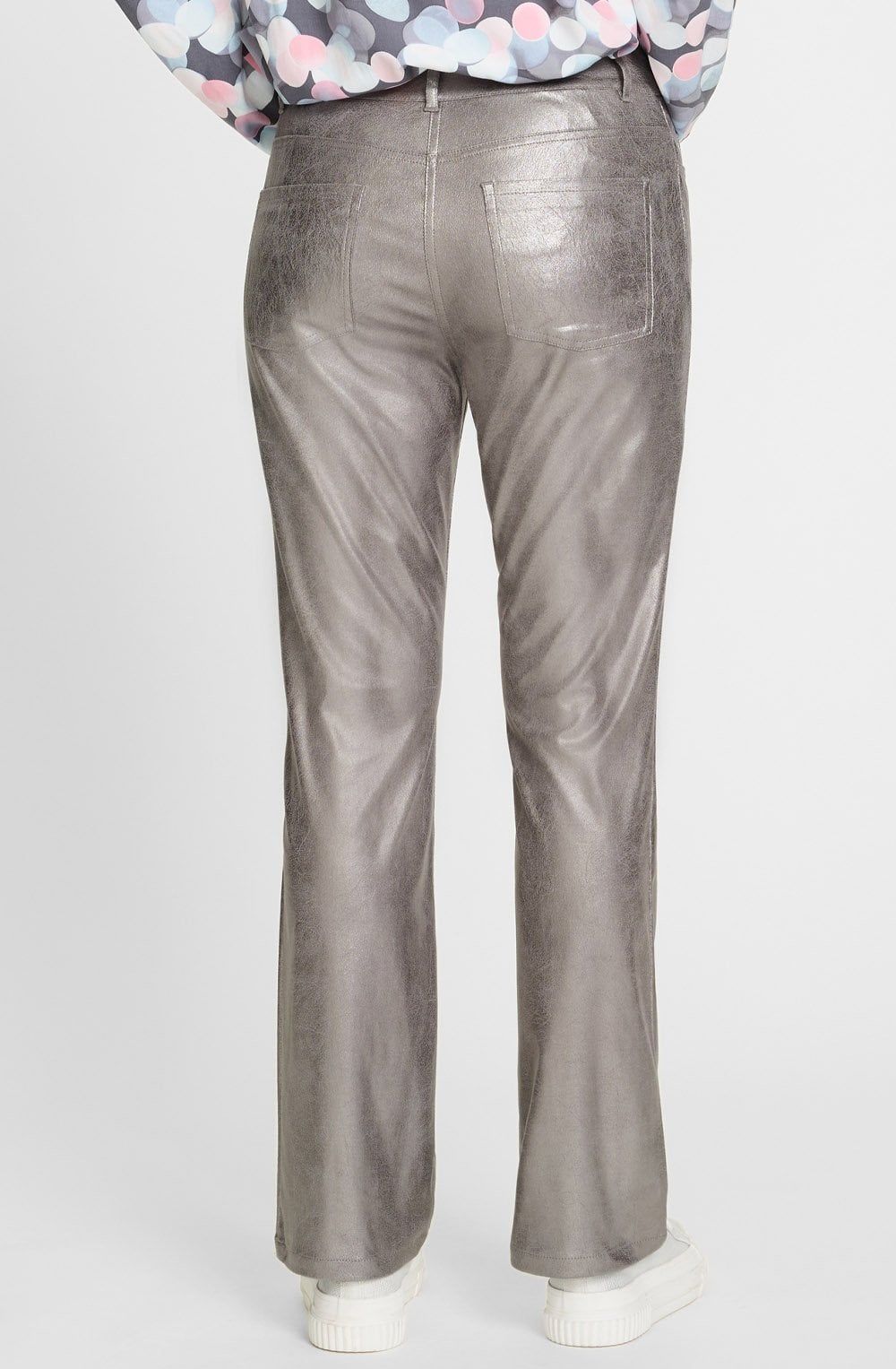 Grey Stone Metallic Mona Straight Trousers