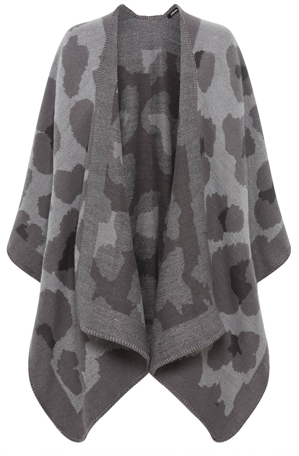 Grey Stone Patterned Knitted Cape
