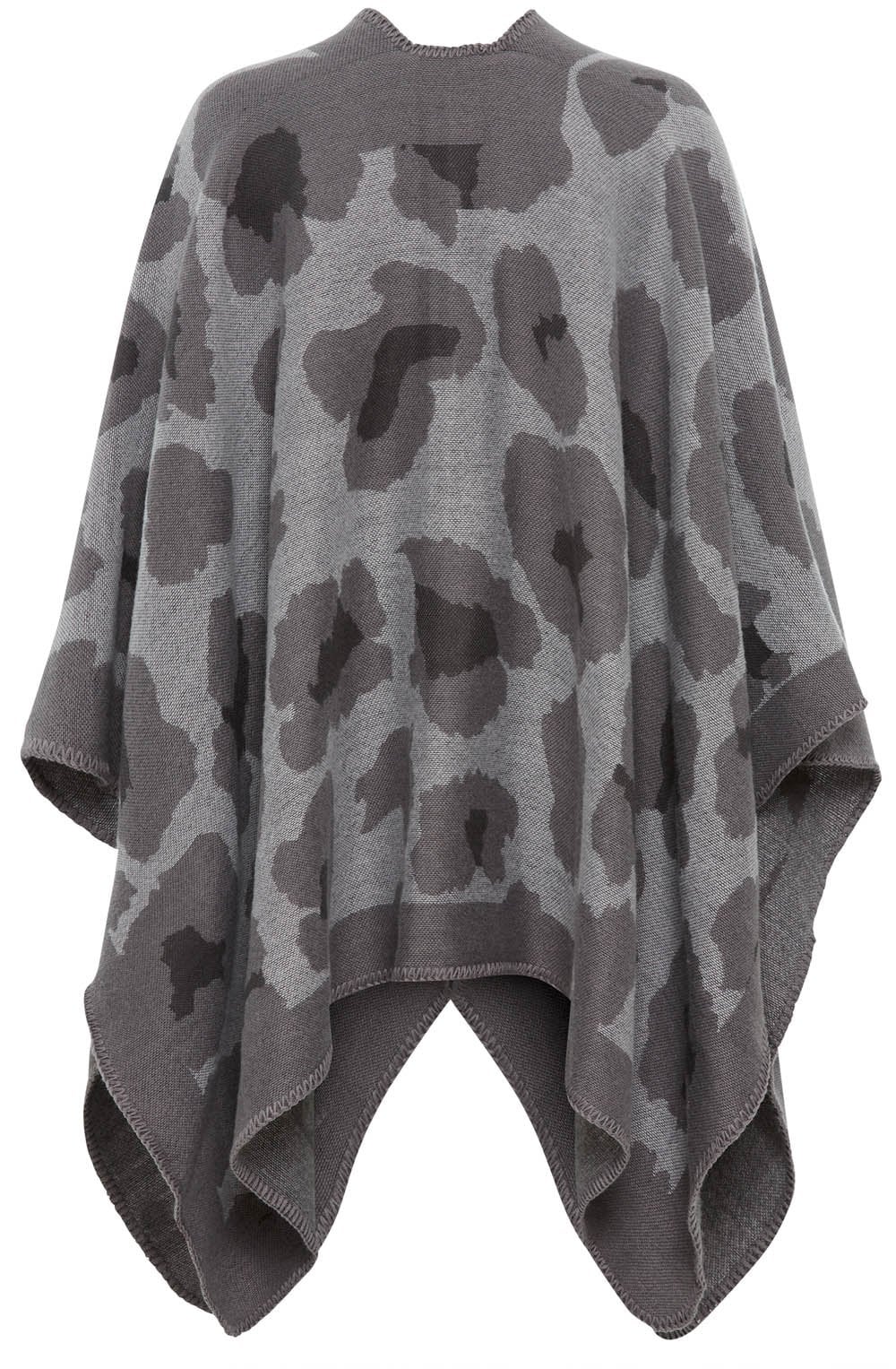 Grey Stone Patterned Knitted Cape