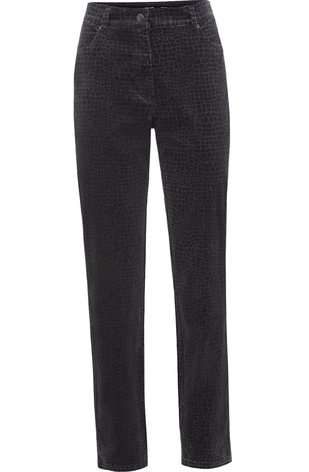 Grey Velvet Crocodile Print Jean