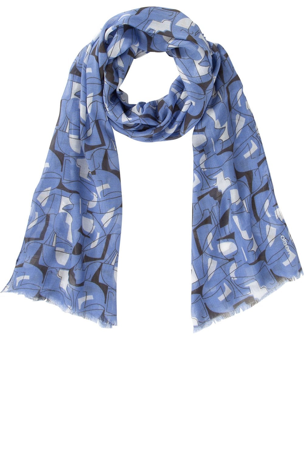 Heather Blue Abstract Print Scarf
