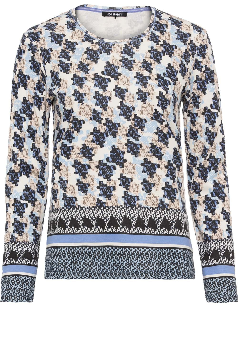 Heather Blue Bold Print Edda Top