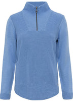 Heather Blue Zip Neck Jumper