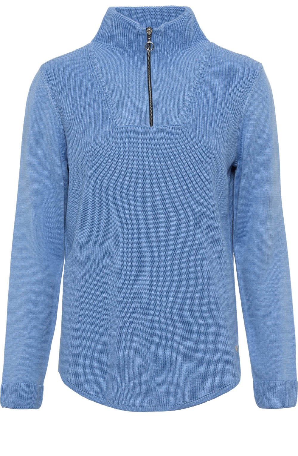 Heather Blue Zip Neck Jumper