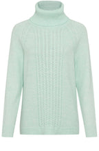 Icy Mint Cable Knit Roll Neck Henny Jumper