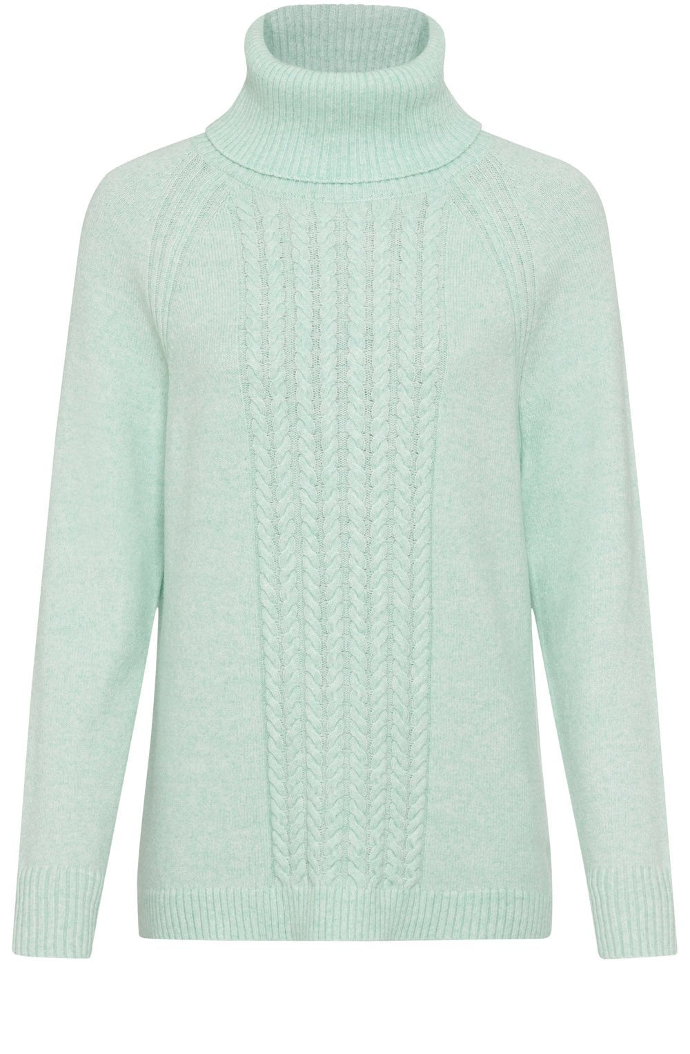 Icy Mint Cable Knit Roll Neck Henny Jumper