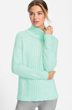 Icy Mint Cable Knit Roll Neck Henny Jumper