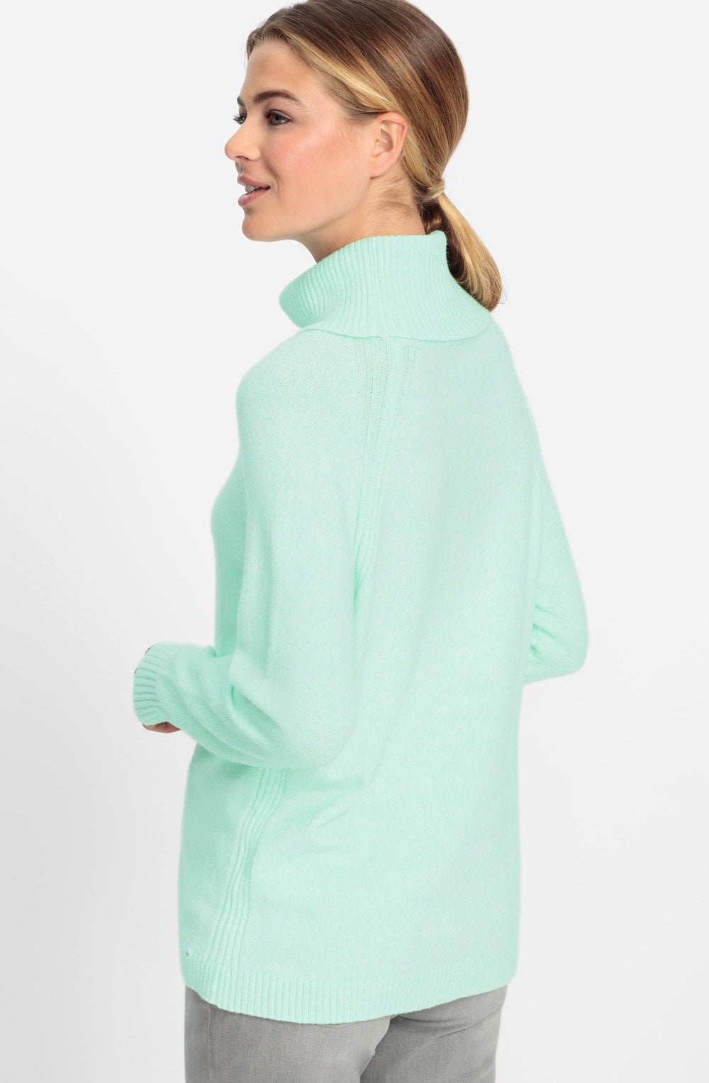 Icy Mint Cable Knit Roll Neck Henny Jumper