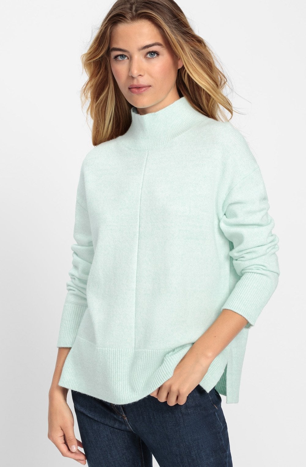 Icy Mint Stand Up Collar Cora Jumper