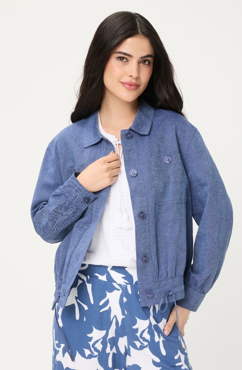 Indigo Denim Linen Mix Jacket