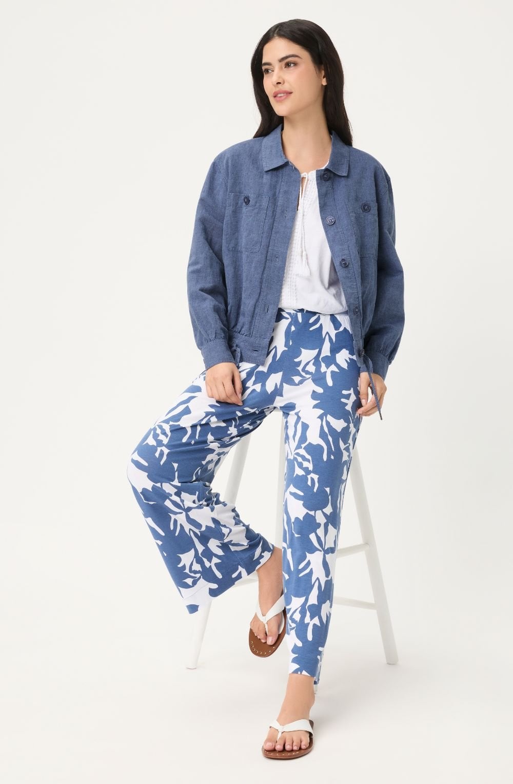 Indigo Denim Linen Mix Jacket