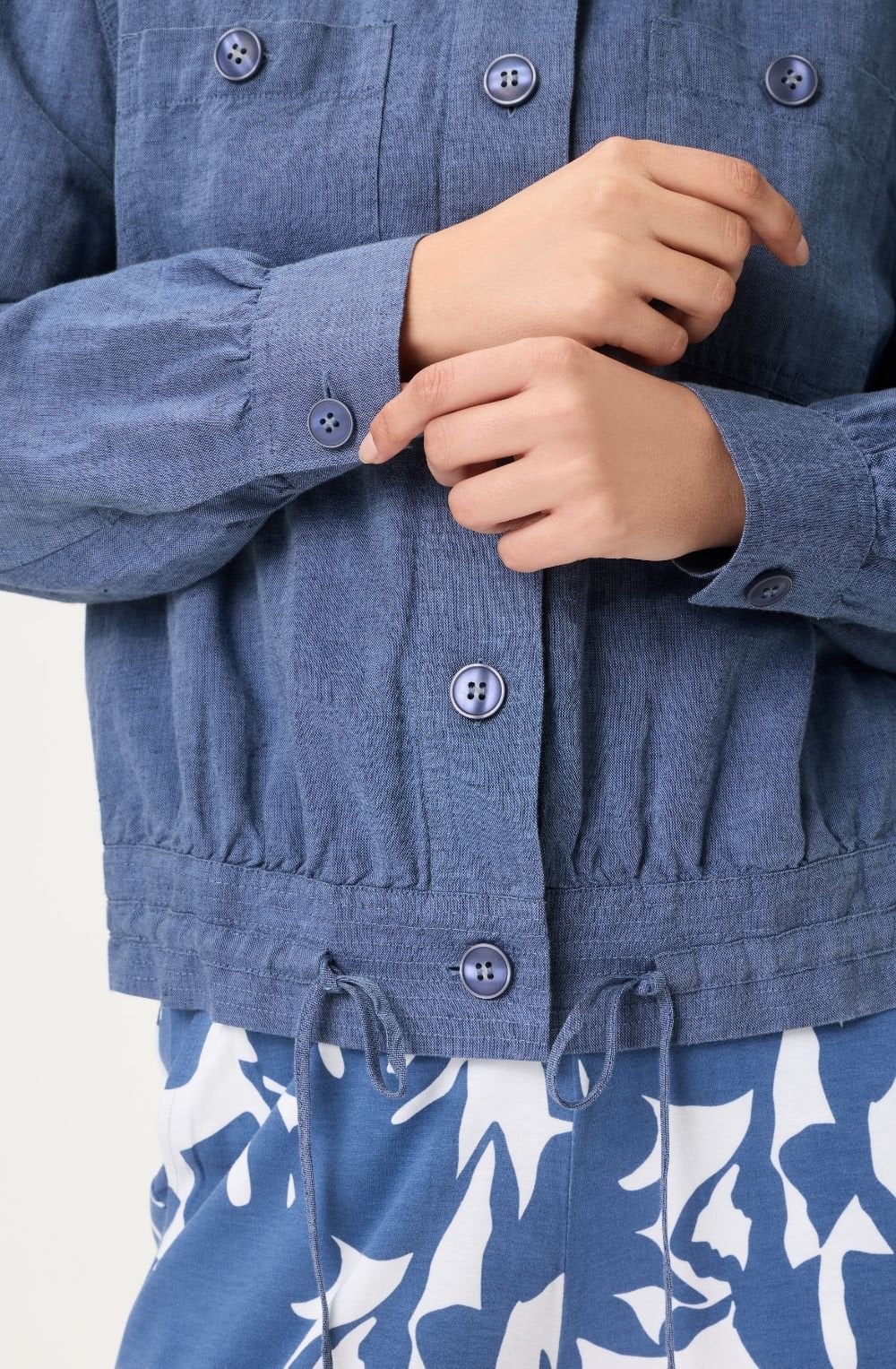 Indigo Denim Linen Mix Jacket