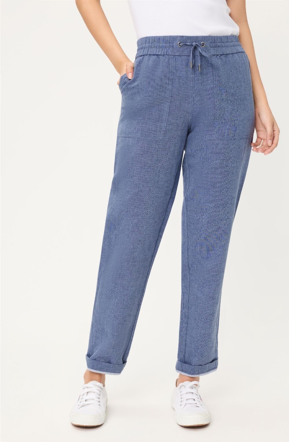 Indigo Denim Linen Mix Lisa 7/8th Trousers