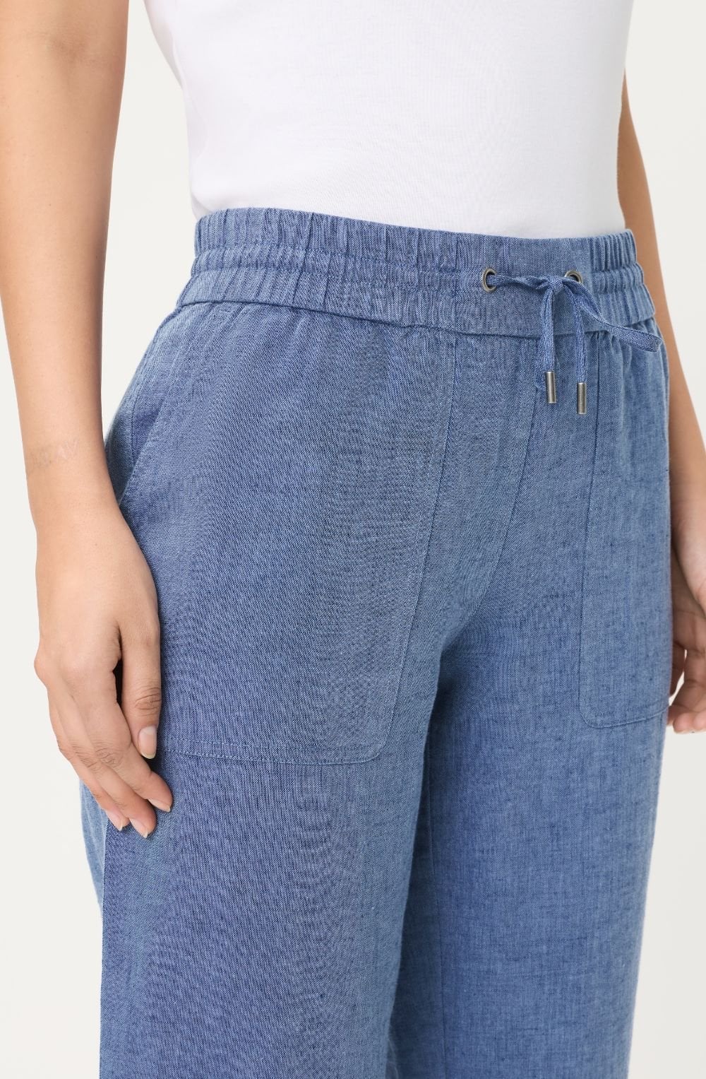 Indigo Denim Linen Mix Lisa 7/8th Trousers