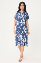 Indigo Floral Jersey Collared Dress